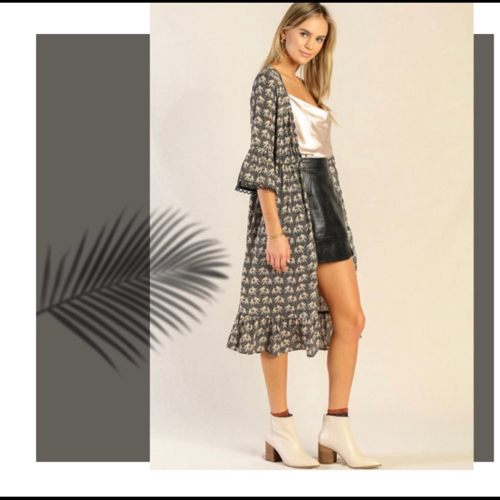 Elephant print kimono cardigan